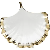 Kare Dekoschale Gingko 28 cm, Gold/Weiss - Eigenschaften: Keine Eigenschaft - Motiv: Ohne Motiv - Verpackungseinheit: 1 Stück - Detailfarbe: Weiss - Gold - Produkttyp: Dekoschale - Detailmaterial: Porzellan - Keramik