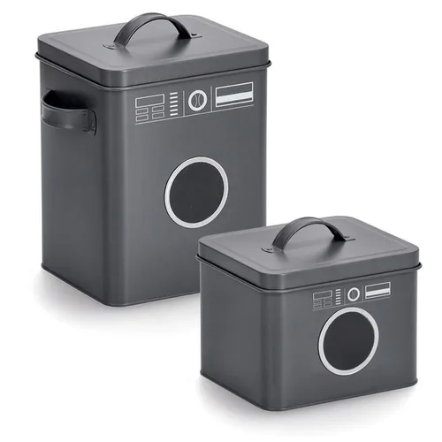Zeller Present Waschmittelbox 18 x 15.5 x 23 cm, Metall, Anthrazit - Detailfarbe: Anthrazit - Verpackungseinheit: 1 Stück - Volumen: 6 l - Material: Metall