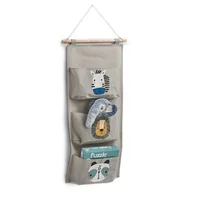 Zeller Present Hängematte 3 Fächer Animals 60 x 20 cm - Material: Polyester - Holz - Baumwolle - Aufbewahrungstyp Spielzeuge: Hängematte - Detailfarbe: Grau