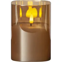 Star Trading LED-Kerze Pillar Flamme Ø 9 x 12.5 cm, Braun - Betriebsart: Batteriebetrieb - Fernbedienung: Nein - Aussenanwendung: Nein - Höhe: 12.5 cm - Timerfunktion: Ja - Set: Nein