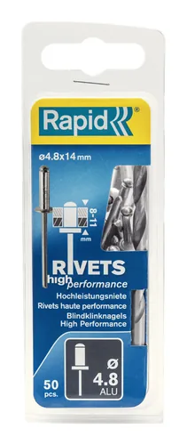 Rapid Blindnieten Universal Ø 4.8 x 14 mm - Zubehörtyp: Blindnieten - Verpackungseinheit: 50 Stück