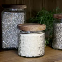 Chic Antique Einmachglas mit Blumenmuster 450 ml, 1 Stück - Produkttyp: Einmachglas - Set: Nein - Volumen: 450 ml - Verschlusstyp: Deckel - Material: Glas - Holz - Silikon