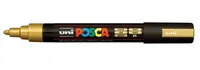 Uni Permanent-Marker POSCA 1.8-2.5 mm Gold - Strichstärke: 2.5 mm - 1.8 mm - Verpackungseinheit: 1 Stück - Oberfläche: Karton - Metall - Kunststoff - Holz - Keramik - Stein - Glas - Textil - Papier - Set: Nein - Detailfarbe: Gold - Eigenschaft-Stift: Lich