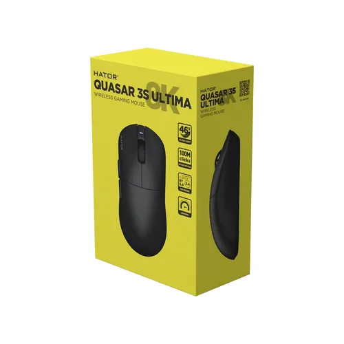 HATOR Quasar 3S Ultima 8K Wireless (HTM660) Black mouse Right-hand RF Wireless + Bluetooth + USB Type-C 30000 DPI