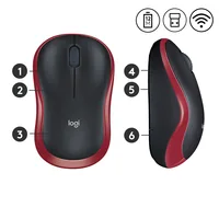 Logitech M 185 Cordless Notebook Mouse USB schwarz / rot