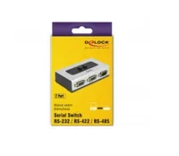 Delock Switchbox 2 Port RS-232/422/485 Bidirektional - Anzahl Eingänge: 2 × - Steckertyp Seite A: DB9 - Anzahl Ausgänge: 1 × - Steckertyp Seite B: DB9 - Material: Kunststoff - Bedienungsart: Tasten
