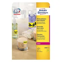 Avery Zweckform Universal-Etiketten Neongelb, 25 Blatt - Klebehaftung: Stark haftend - Drucker Kompatibilität: Laser - Anzahl Blatt: 25 × - Papierformat: A4 - Anzahl Etiketten: 675 - Etikettengrösse: 63.5 x 29.6 mm