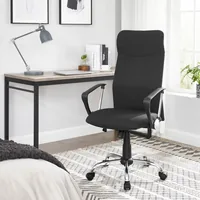 Songmics Bürostuhl mit Polster und Armlehnen, Schwarz - Produkttyp: Bürostuhl - Material Bezug: Stoff - Armlehnen: Ja - Material Fuss: Metall - Kunststoff - Rückenart: Polsterrücken - Rollenart: Universalrollen