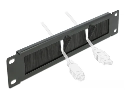 Delock Bürstenleiste 1HE , Schwarz - Detailfarbe: Schwarz
