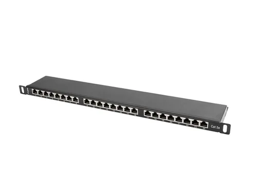 LANBERG 19"" Patchpanel 0,5U 24-Port CAT.5E FTP geschirmt sw