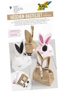 Folia Bastelset Häschen, 9 Stück - Verpackungseinheit: 9 Stück - Material: Papier - Detailfarbe: Rosa - Nature - Weiss - Produkttyp: Bastelset
