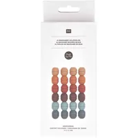 Rico Design Holzperlen Makramee Erdfarben, 24 Stück - Packungsgrösse: 24 Stück - Durchmesser: 22 mm - Detailfarbe: Mehrfarbig - Perlenart: Holzperlen
