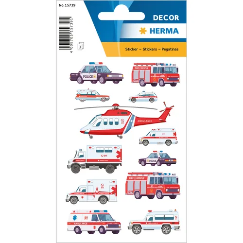 Herma Stickers Motivsticker Blaulicht Fahrzeuge, 3 Blatt - Motiv: Cars
