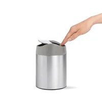 simplehuman CW2084 trash can 1.5 L Round Plastic, Stainless steel Brushed steel, Grey