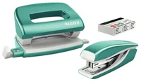 Leitz Locher und Mini-Heftgerät WOW 10 Seiten, Eisblau - Anzahl Lochsegmente: 2 - Stanzkapazität: 10 Seiten - Detailfarbe: Eisblau