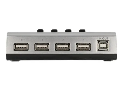 Umschalter USB 2.0 mit 1 x Typ-B Buchse zu 4 x Typ-A Buchse manuell bidirektional
