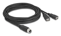Delock M12 Kabel A-kodiert 8 Pin Buchse zu 2 x USB 2.0 Typ-A Buchse 3 m schwarz