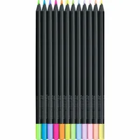 FABER-CASTELL Farbstifte Black Edition 116410 Neon + Pastell 12 Stk.