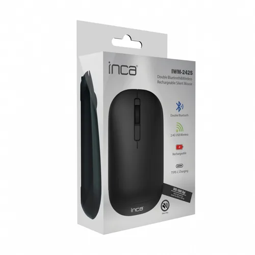 INCA Wrls Maus 1600DPI2xBT5.44TastenLED2.4GHzUSB-C sw