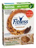 Nestlé Cerealien Cerealien Fitness Schokolade 375 g - Produkttyp: Schokolade - Nährwertangabe pro: 100 g - Energiegehalt (in kj): 1677 KJ - Energiegehalt (in kcal): 398 Kcal - Fett: 6.8 g - Davon gesättigte Fettsäuren: 4 g
