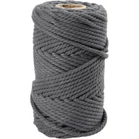 Creativ Company Baumwollgarn Makramee Rope 330 g, Grau - Packungsgrösse: 1 Stück - Länge: 55 m - Material: Polyester - Baumwolle - Detailfarbe: Grau - Nadelstärke: 4 mm - Waschbar bei: 20 °C