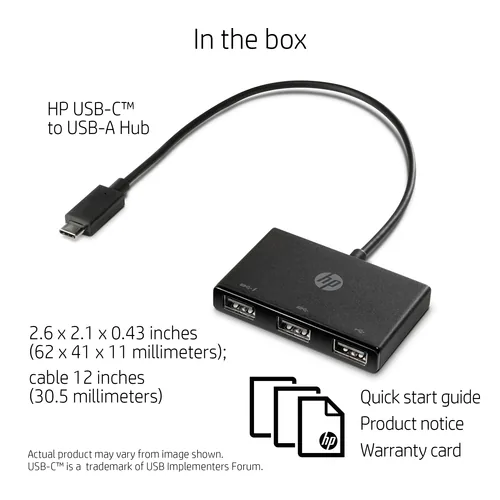 HP USB-C to USB-A Hub USB 3.2 Gen 1 (3.1 Gen 1) Type-C Nero