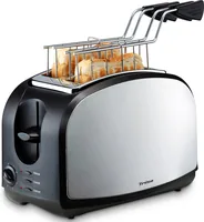 Trisa Toaster Crispy Snack Silber/Schwarz - Detailfarbe: Silber - Schwarz - Toaster Ausstattung: Aufwärmfunktion - Auftaufunktion - Abbrechknopf - Krümel-Auffangschale - Sandwich-Zangen - Toaster Kategorie: Klassischer Toaster - Toastscheiben: 4