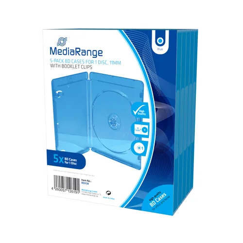 MediaRange Hülle Blu-Ray 1 Disc - Produkttyp: Ersatzhüllen - Medientyp: CD - DVD - Nutzinhalt Gesamt: 1 Stück - Ausstattung: Klarsichtfolie - Verpackungseinheit: 5 Stück