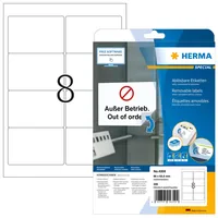 HERMA Universal-Etiketten 9.6 x 6.35 cm, 200 Etiketten - Klebehaftung: Selbstklebend - Drucker Kompatibilität: Laser - Inkjet - Anzahl Blatt: 25 × - Papierformat: A4 - Anzahl Etiketten: 200 - Etikettengrösse: 96 x 63.5 mm