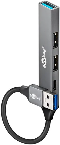 Slim 4-Port USB-Hub, USB-A auf USB-C/USB-A, USB 3.2 Gen 1