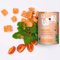 WOW Nassfutter Adult Lachs, 400 g - Tierbedürfnis: Kein besonderes Bedürfnis - Geschmacksrichtung: Fisch - Zertifikate: Keine Zertifizierung - Fleischsorte: Lachs - Futtereigenschaft: Ohne künstliche Zusätze - Glutenfrei - Hoher Fleischanteil - Ohne Zucke