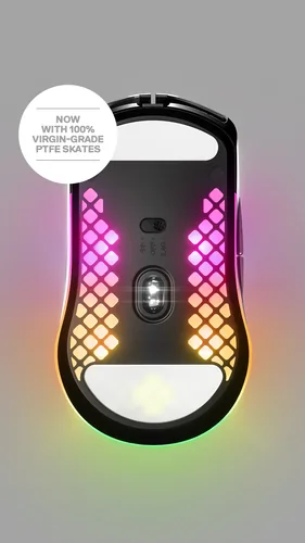 Steel Series Gaming-Maus Aerox 3 Schwarz - Maus Features: Spritzwassergeschützt - Programmierbare DPI-Einstellung - Staubgeschützt - RGB-Beleuchtung - Daumentaste - Beleuchtung - Bedienungsseite: Rechtshänder - Detailfarbe: Schwarz matt - Schwarz - Gewich