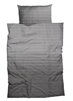 Nobilium Duvetbezug Weilo 160 x 210 cm, Anthrazit/Silber - Eigenschaften: Zertifikat - Zertifikate: Öko-Tex made in green - Öko-Tex Standard 100 - Grösse: 160 x 210 cm - Motiv: Streifen - Detailfarbe: Silber - Anthrazit - Verschlusstyp: Reissverschluss