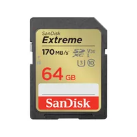 SanDisk SDXC-Karte Extreme 64 GB - Speicherkartentyp: SDXC (SD 3.0) - Speicherkapazität: 64 GB - Geschwindigkeitsklasse: Class 10 - U3 - UHS-I - V30 - Schreibgeschwindigkeit max.: 80 MB/s
