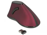 Delock Ergonomische Maus 12528 USB  kabellos - Maus-Typ: Ergonomisch - Maus Features: Daumentaste - Scrollrad - Bedienungsseite: Rechtshänder - Detailfarbe: Weinrot - Schwarz - Verbindungsart: Kabellos - Schnittstelle: USB-A