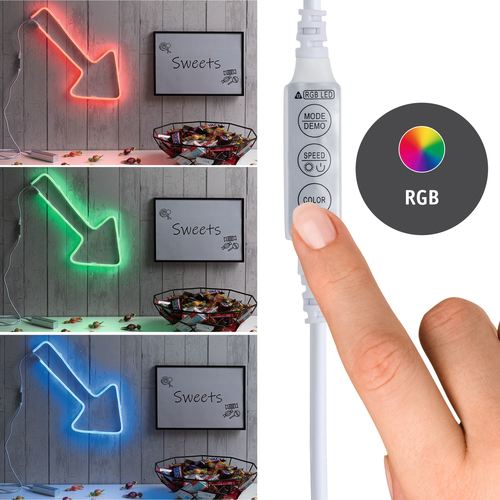 Paulmann LED-Stripe Neon Flex RGB 1 m - Lampensockel: LED fest verbaut - Aussenanwendung: Nein - Inklusive Netzteil: Nein - Dimmbar: dimmbar - Set: Ja - Länge: 1 m