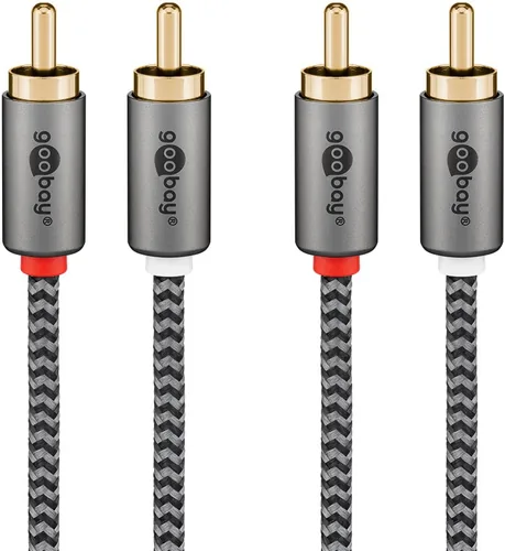 Goobay 65295 audio cable 5 m 2 x RCA Schwarz, Silber