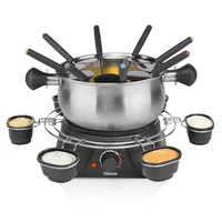Tristar Fleischfondue-Set FO-1109 10 Teile, Edelstahl/Schwarz - Anzahl Personen: 8 - Materialtyp: Metall - Material: Edelstahl - Betriebsart: Netzbetrieb - Kompatible Kochfelder: Netzbetrieb - nicht für Kochfelder - Detailfarbe: Edelstahl - Schwarz