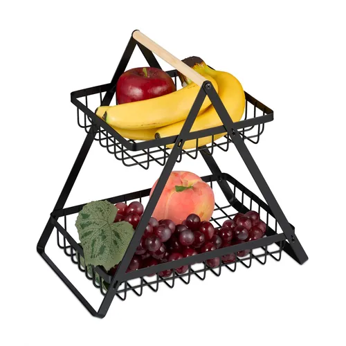 Relaxdays 4052025494421 serving basket Rectangular Iron, Wood Black