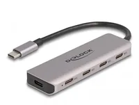 Delock USB-Hub 4x USB C 5Gbps - Stromversorgung: USB-C - Anzahl Ports: 4 - Detailfarbe: Grau - USB Standard: 3.0/3.1/3.2 Gen 1 (5 Gbps) - USB Anschluss 2 (Endgerät): USB C - USB Anschluss 1 (Quelle): USB C
