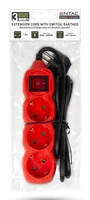 Entac Steckdosenleiste 3fach 1,5m Schalter rot
