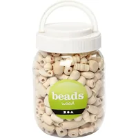 Creativ Company Holzperlen Nature, 400 ml - Packungsgrösse: 0 Stück - Durchmesser: 5 mm - 28 mm - Detailfarbe: Nature - Perlenart: Holzperlen
