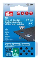 Prym Ösen mit Scheiben 100 Stück, Silber - Verpackungseinheit: 100 Stück - Detailfarbe: Silber - Produkttyp: Ösen