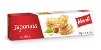Wernli Guetzli Japonais 100 g - Produkttyp: Nüsse - Nährwertangabe pro: 100 g - Energiegehalt (in kj): 2166 KJ - Energiegehalt (in kcal): 518 Kcal - Fett: 27 g - Gesättigte Fettsäuren: 12 g