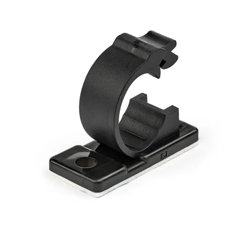 StarTech.com 100 Selbstklebende Kabelklemmen Mittel - PC Kabelmanagement/Kabelhalterung - Kabel Organisator - Netzwerk/USB/Ethernet Kabelclips - Nylonklemme UL/94V-2 Brandklasse - Schwarz (CBMCC2)