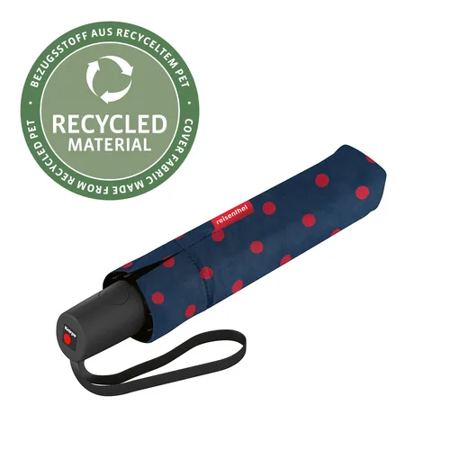 Reisenthel Knirps Schirm Pocket Duomatic Mixed Dots Red - Schirmtyp: Taschenschirm - Eigenschaften: Aus recyceltem Material - Zertifikate: amfori BSCI - Länge: 28 cm - Schirm-Eigenschaften: Auf-/ Zu-Automatik - Robust - Windfest - Farbe: Rot - Dunkelblau