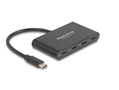 Delock USB-Hub 4 x USB 3.0 Typ-C - Stromversorgung: USB - Anzahl Ports: 4 - Detailfarbe: Schwarz - USB Standard: 3.0/3.1/3.2 Gen 1 (5 Gbps) - USB Anschluss 2 (Endgerät): USB C - USB Anschluss 1 (Quelle): USB C