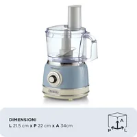 Ariete Food Processor ARI-1781-BL Blau - Funktionen: Mixen - Detailfarbe: Blau - Gerätetyp: Food Processor - Leistungsaufnahme Betrieb: 1000 W - Timerfunktion: Keine Angaben - Display vorhanden: Nein