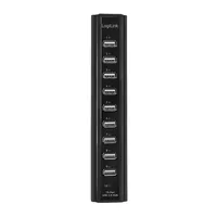 Logilink USB-HUB 10-Port m. Netzteil schwarz Kunststoff