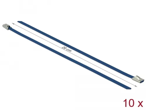 Delock Edelstahlkabelbinder L 200 x B 4,6 mm blau 10 Stück